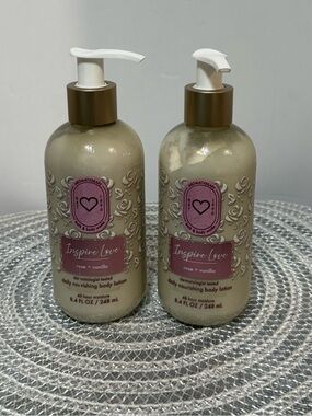 BBW Aromatherapy Rose Vanilla Inspire Love  Moisturizing Body Lotion Set of2 NWT